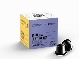 Capsule Etiopia Benti Nenka limited edition specialty coffee packaging with detailed product description in Italian