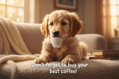 just focus on puppy, the slogan close to him